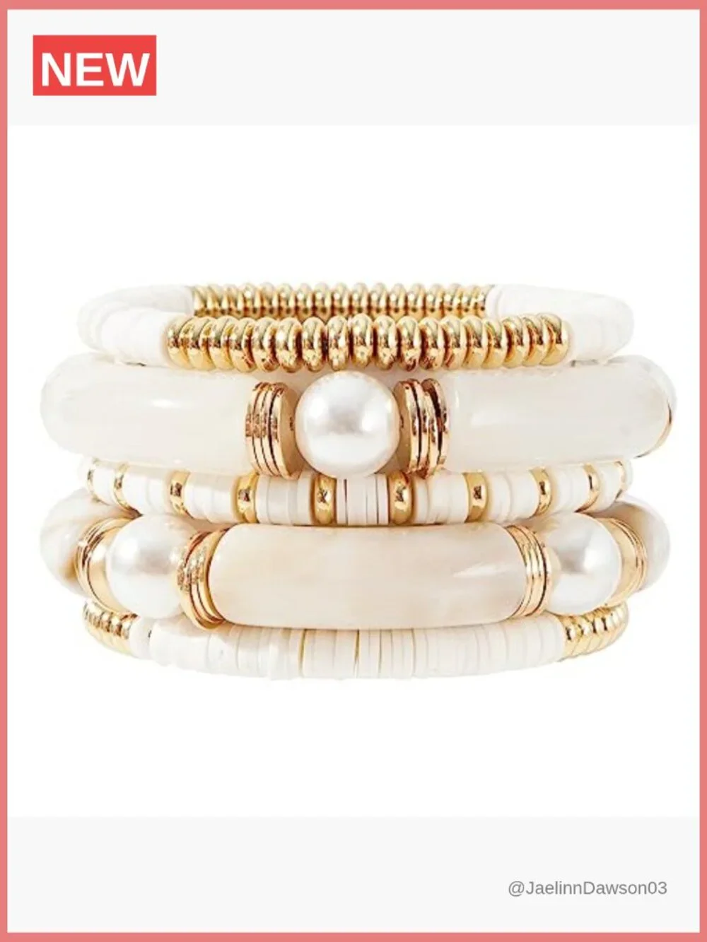 Chunky Bamboo Acrylic Tube Stretch Bangle Bracelet Set Gold Plated Beaded